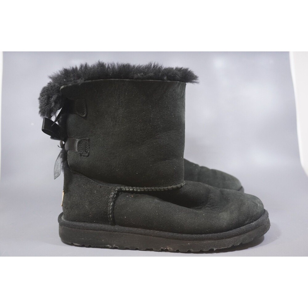 UGG Bailey Bow II Womens Size 4 Black Suede Round Toe Pull On Snow Boots